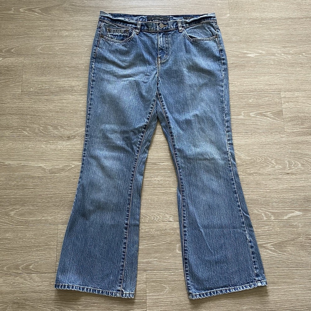 Vintage Calvin Klein Flare Jeans Women's 12 Blue Denim Y2K Bootcut Streetwear
